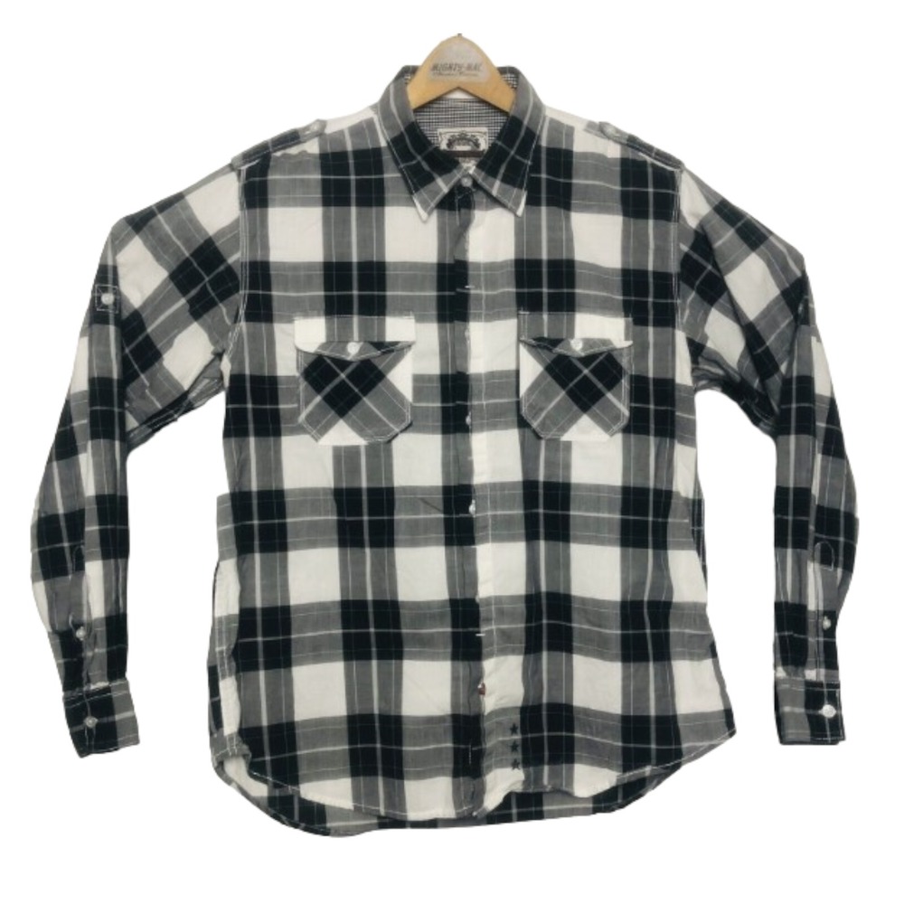 Allen Solly Mens Black Grey & White Check Plaid L/S Ctn Btn Down Size‎ 42